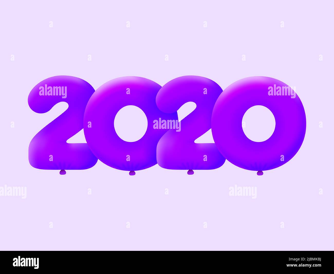 Palloncino viola 3D numero 2020 palloncino realistico 3D elio palloncini viola. Vector Illustration design Party decoration,Birthday,Anniversary,Christmas,Xmas,New,Year,Holiday,Vendita,festa,carnevale, Illustrazione Vettoriale