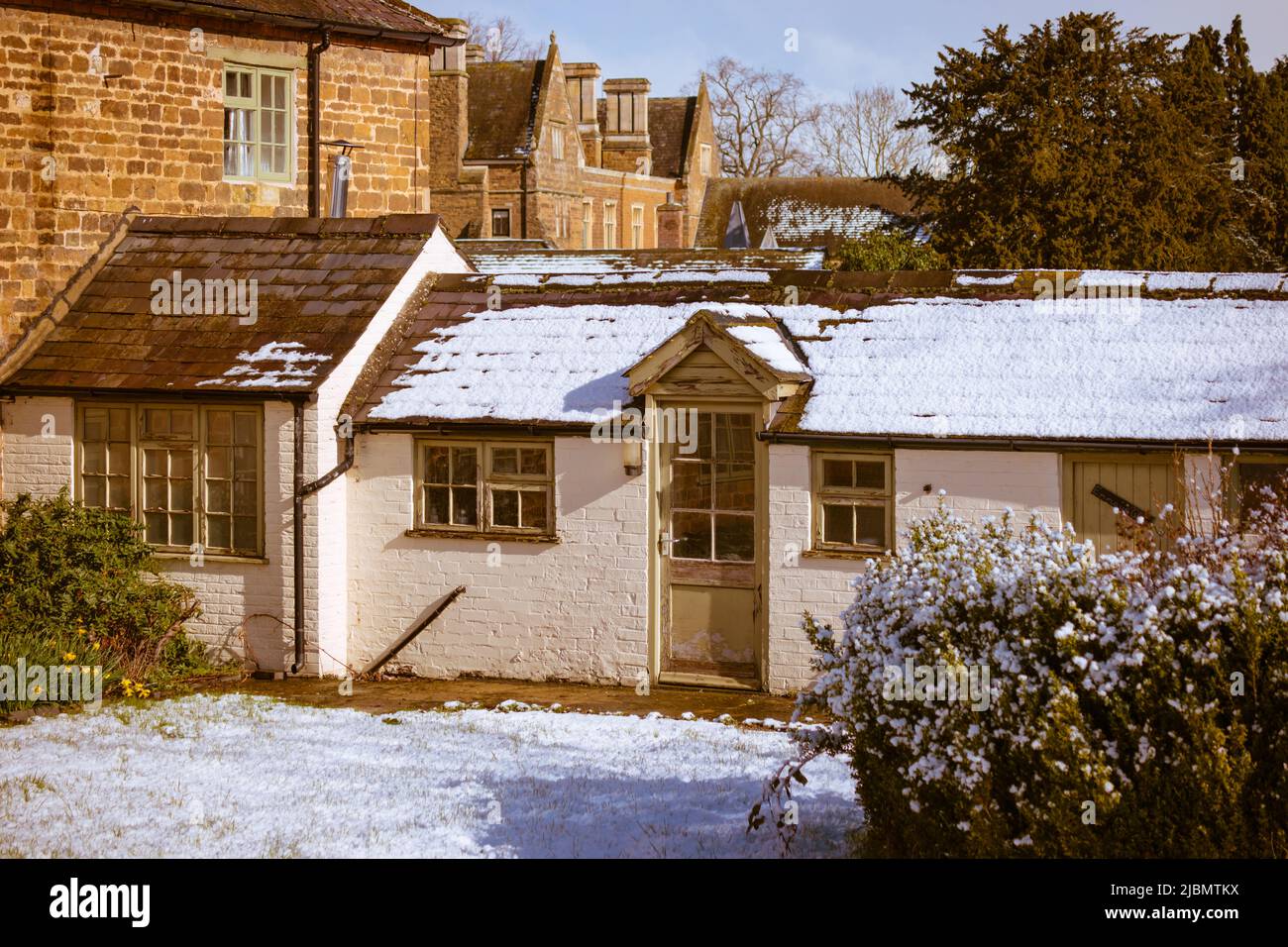 La Cappella Emmaus nel terreno dell'Abbazia di Launde nella neve Foto Stock