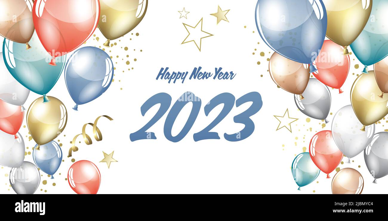 Felice anno nuovo 2023 biglietto di auguri per i pennant festive Foto Stock