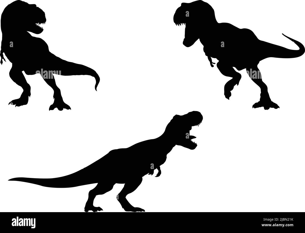 Collezione di T-rex Silhouette, Tyrannosaurus Rex clipart Illustrazione Vettoriale