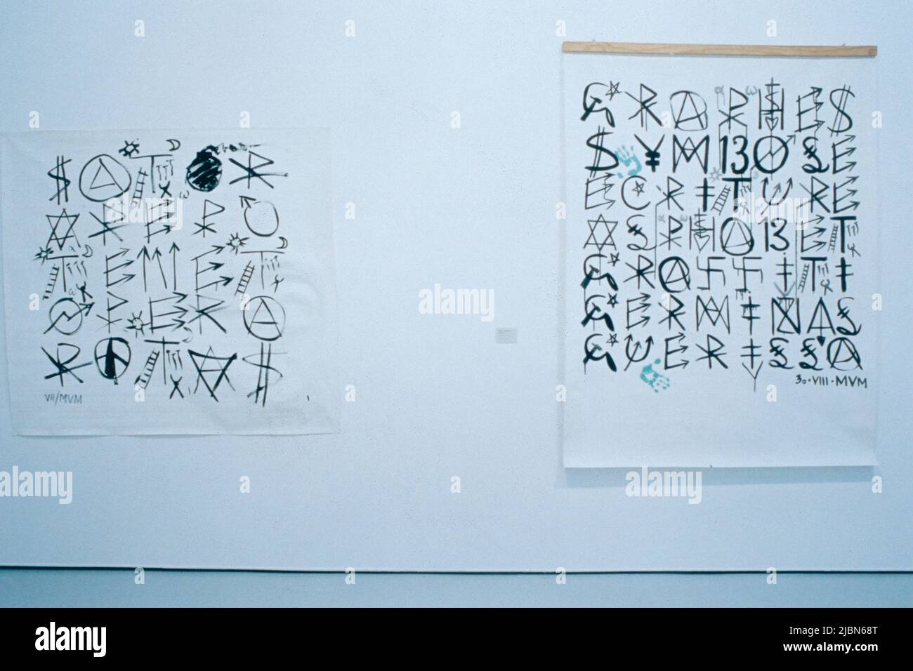 Mostra d'arte dell'artista norvegese Magnus Voll Mathiassen ?, 1980s Foto Stock