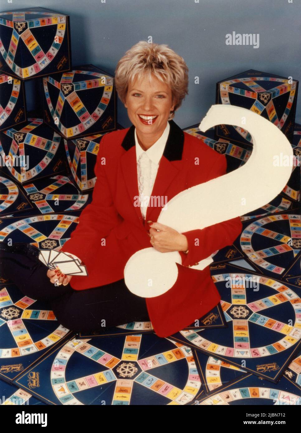 Presentatore televisivo tedesco e moderatore Birgit Biggi Lechtermann nel programma televisivo Trivial Pursuit, Germania 1993 Foto Stock