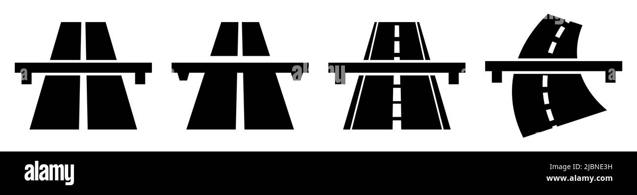 Icona autostrada impostata. Simbolo della strada. Progettare applicazioni Web e mobili. Illustrazione vettoriale isolata su sfondo bianco Illustrazione Vettoriale