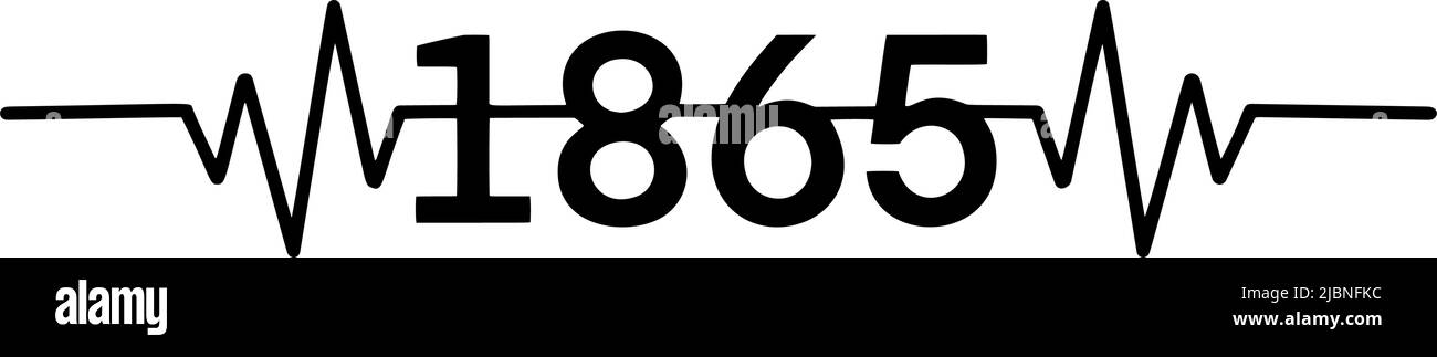 Giunettesimo. Battito cardiaco con 1865. Black History mese. Giugno 19. Giorno di libertà ed emancipazione. Storia afro-americana. Design Freeish. Illustrazione Vettoriale