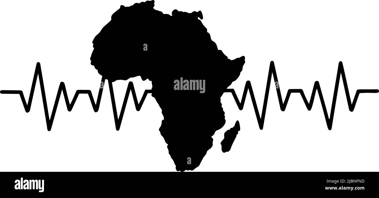 Giunettesimo. Heartbeat con la mappa dell'Africa. Black History mese. Giugno 19. Giorno di libertà ed emancipazione. Storia afro-americana. Design Freeish. Illustrazione Vettoriale