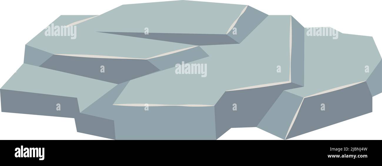 Elemento isometrico del terreno di gioco. Blocco di roccia grigio Illustrazione Vettoriale