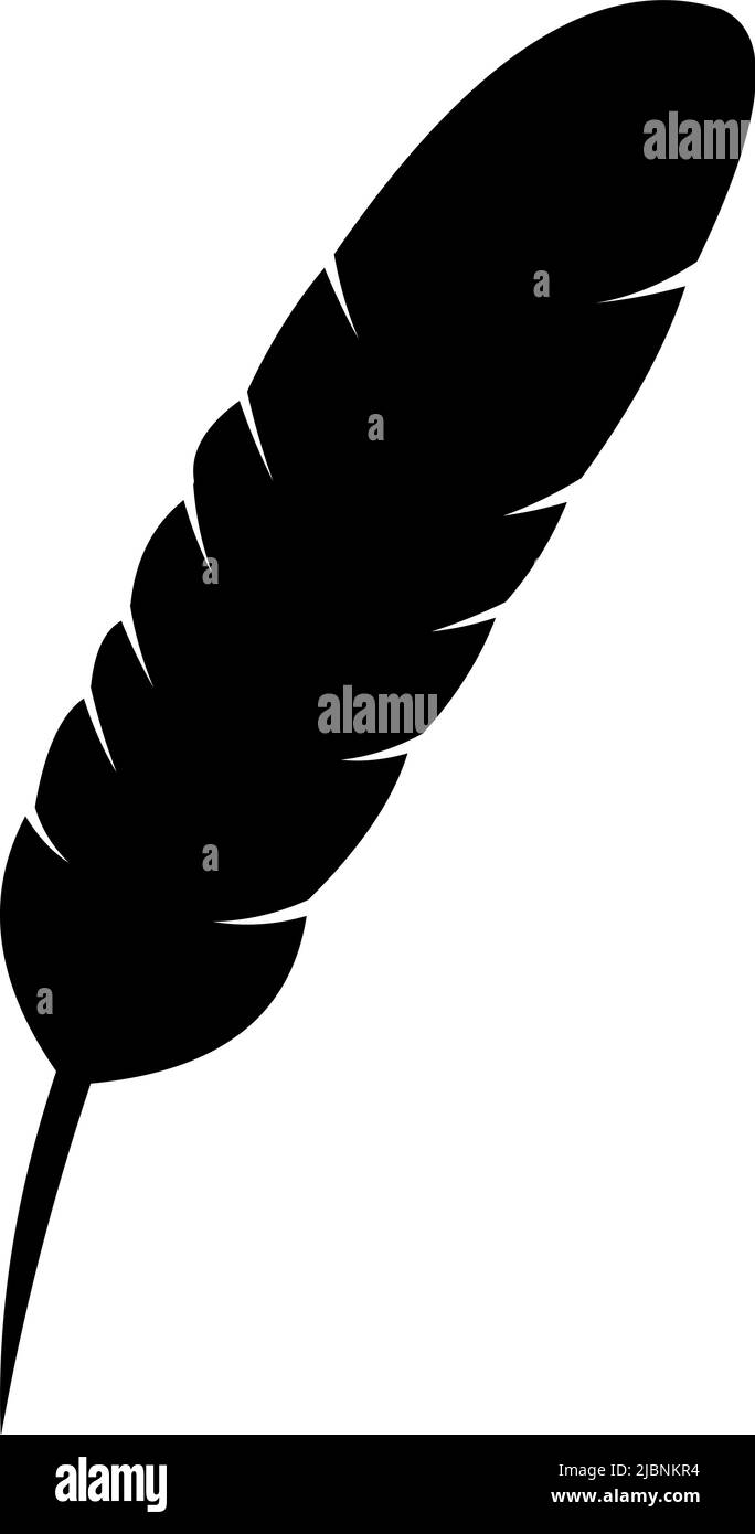 Illustrazione vettoriale della silhouette nera di una piuma d'uccello Illustrazione Vettoriale
