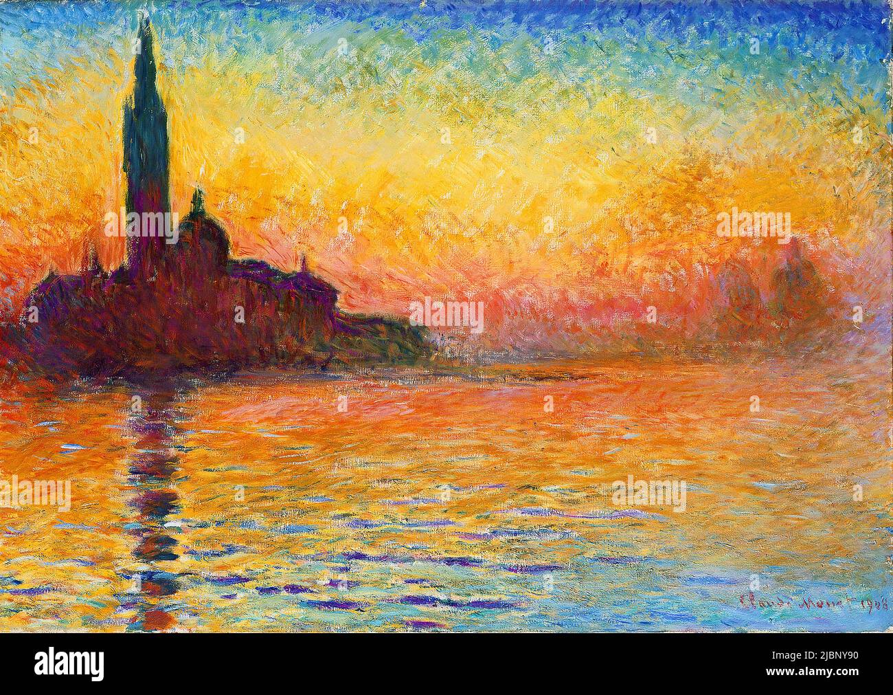 San Giorgio maggiore al tramonto, 1908, Pittura di Claude Monet Foto Stock