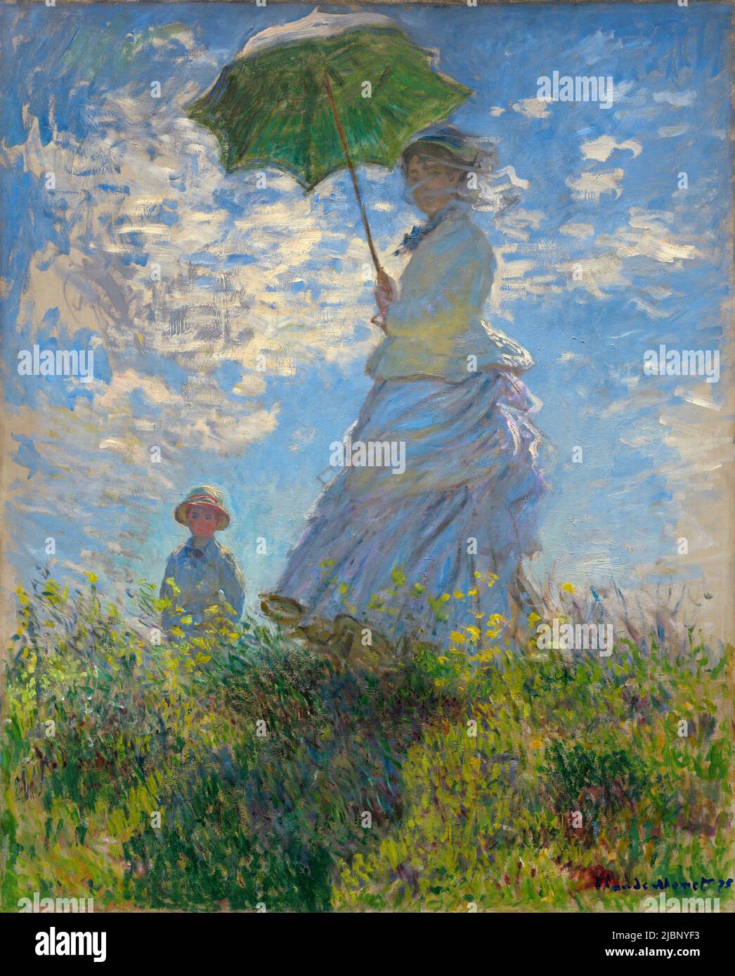 Donna con un Parasol - Madame Monet e suo Figlio, 1875, Pittura di Claude Monet Foto Stock
