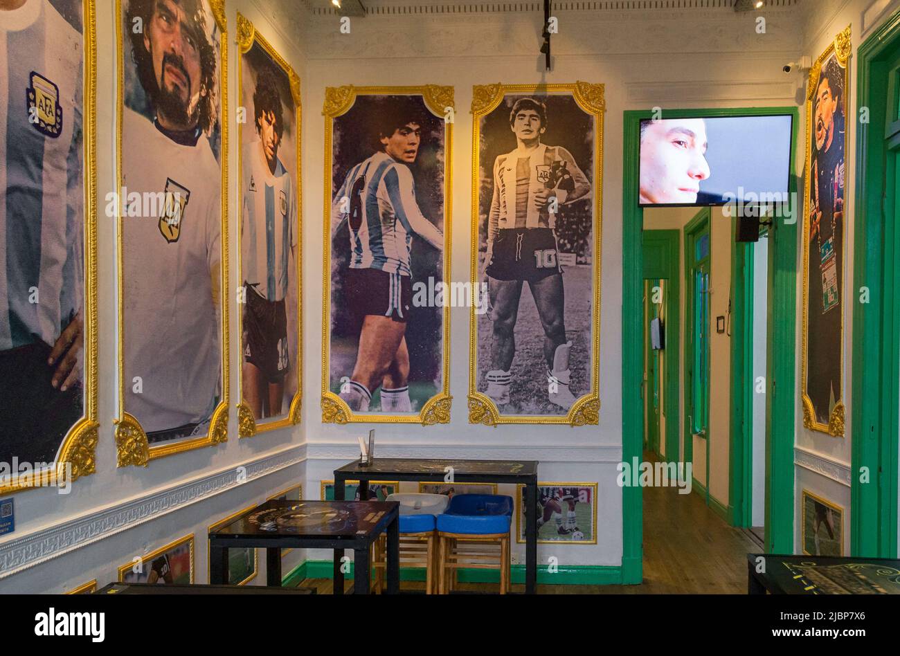 Cafe e Museo 'lo del Diego'. Caminito, la Boca. Buenos Aires, Argentina Foto Stock