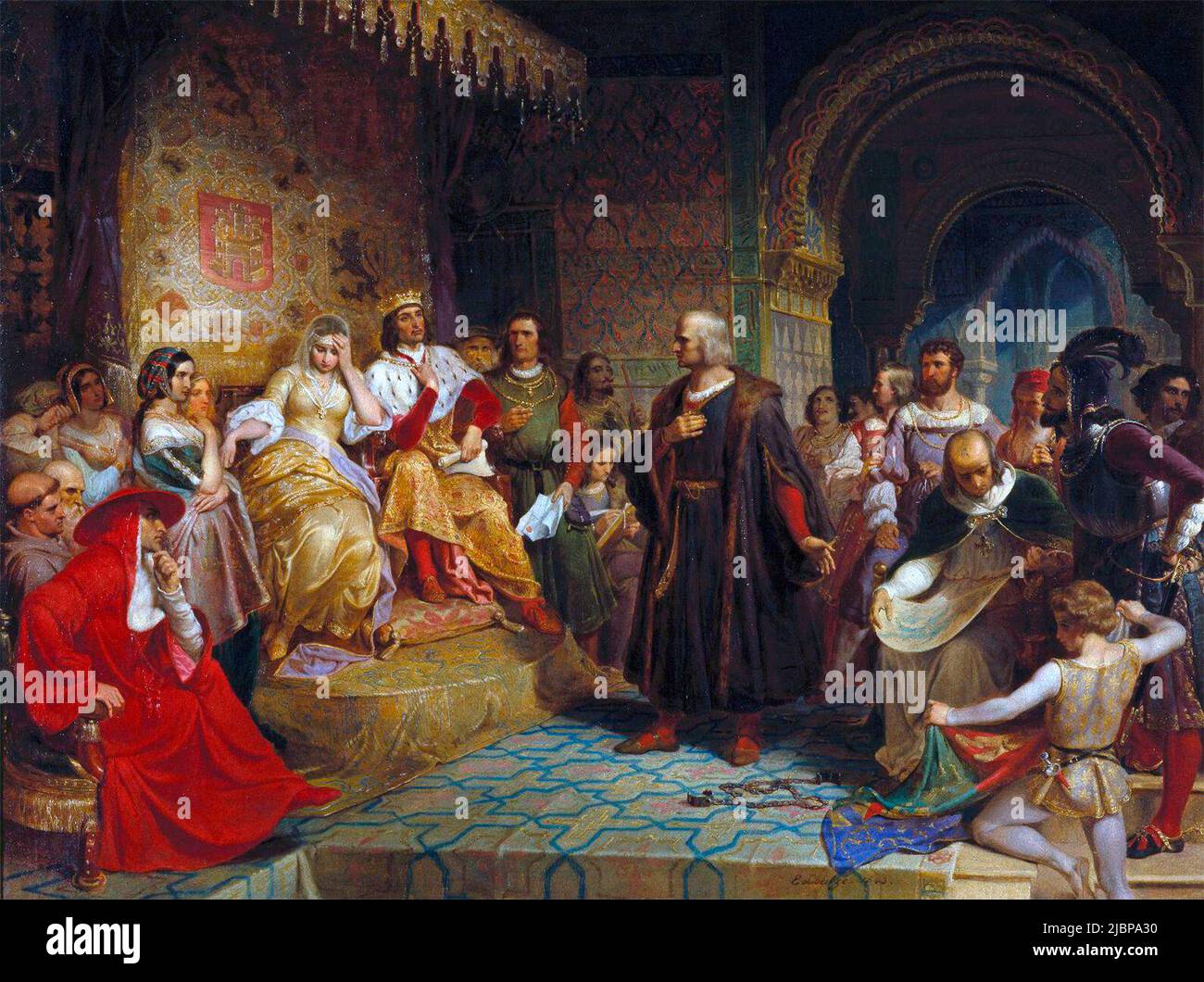 Colombo prima della regina - Emanuel Leutze, 1843 Foto Stock