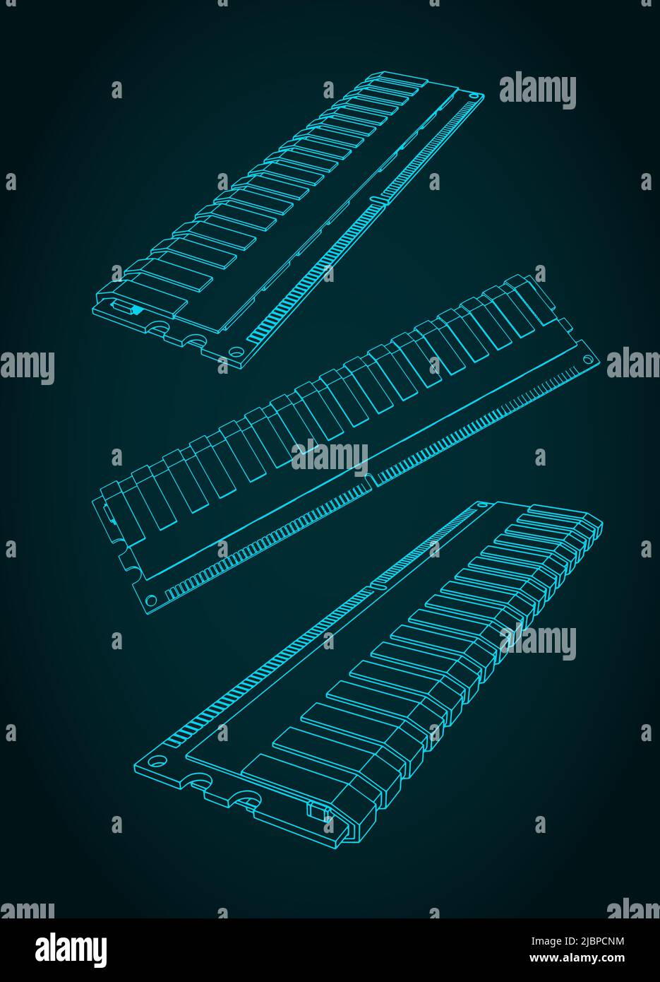Illustrazione vettoriale stilizzata dei disegni del modulo RAM Illustrazione Vettoriale