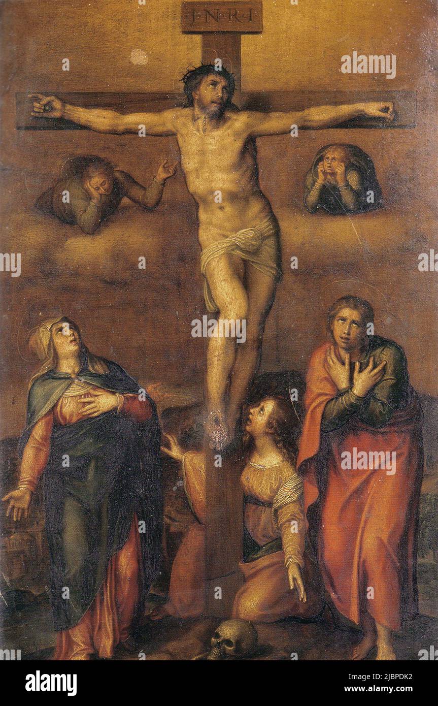 Crocifissione di Cristo, Michelangelo (1475-1564) Foto Stock