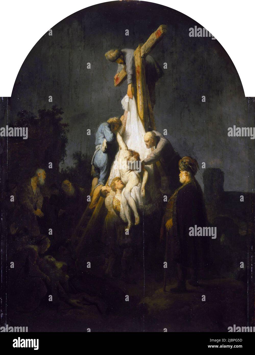 Discesa dalla Croce di Rembrandt (1606-1669) Foto Stock