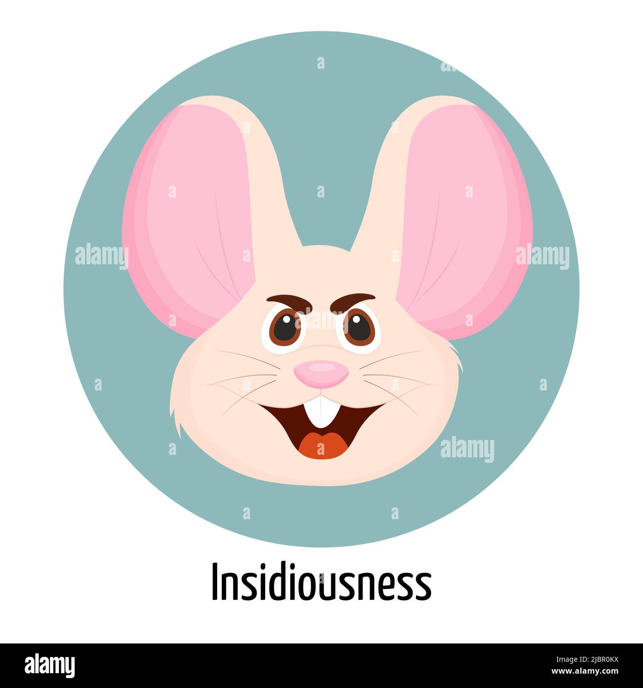 Personaggio del mouse con un volto insidioso. Espressione facciale. Sensazioni di carattere del mouse Illustrazione Vettoriale