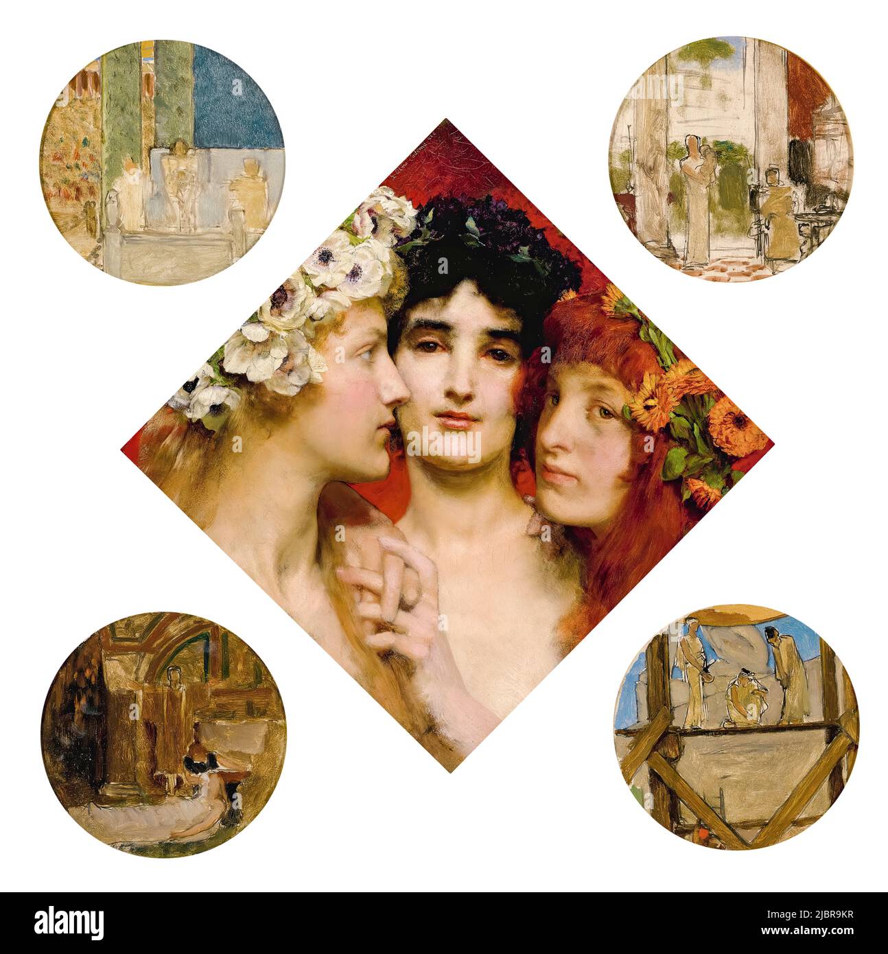 Le tre grazie, dipinto in olio su tela di Sir Lawrence Alma Tadema, circa 1875 Foto Stock