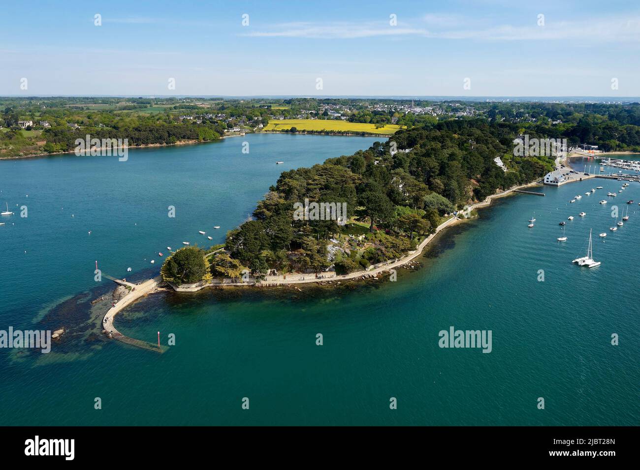 Francia, Morbihan, Golfo di Morbihan, Arradon, Pointe d'Arradon (vista aerea) Foto Stock