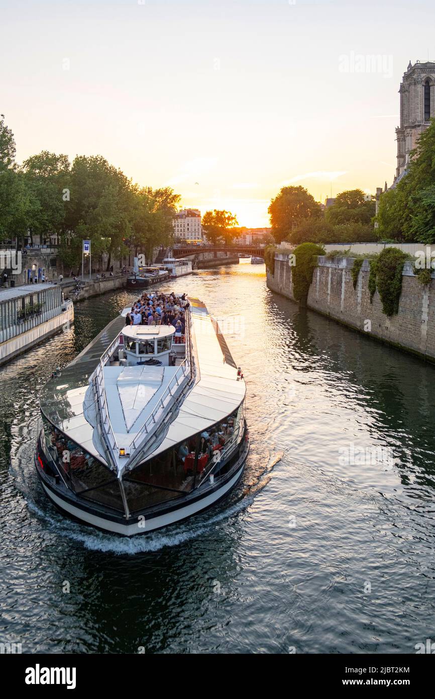 Francia, Parigi, zona dichiarata Patrimonio dell'Umanità dall'UNESCO, fly boat Foto Stock