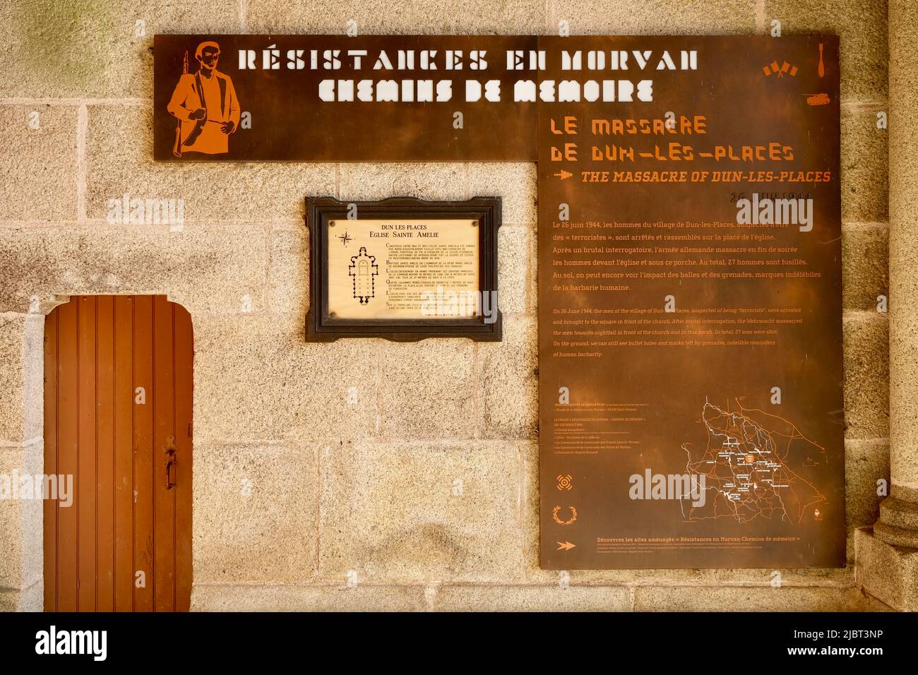 Francia, Nievre, parco naturale regionale Morvan, Dun les Places, villaggio martirizzato della liberazione del 1944 dove 27 civili sono stati uccisi dai tedeschi il 24, 25 e 26 giugno Foto Stock