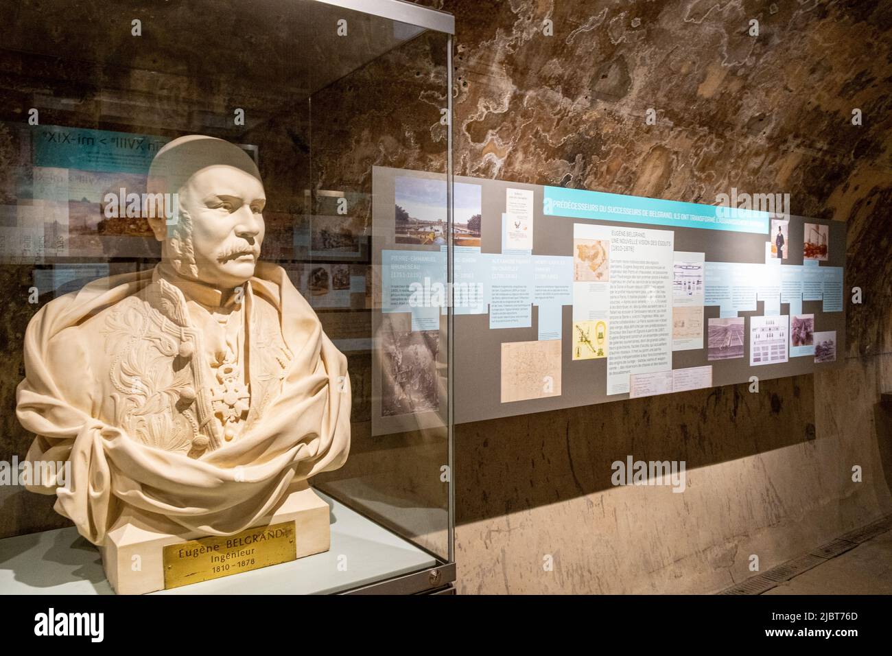 Francia, Parigi, fogne del Museo di Parigi, Eugene BELGRAND, ingegnere della realizzazione delle fogne parigine Foto Stock
