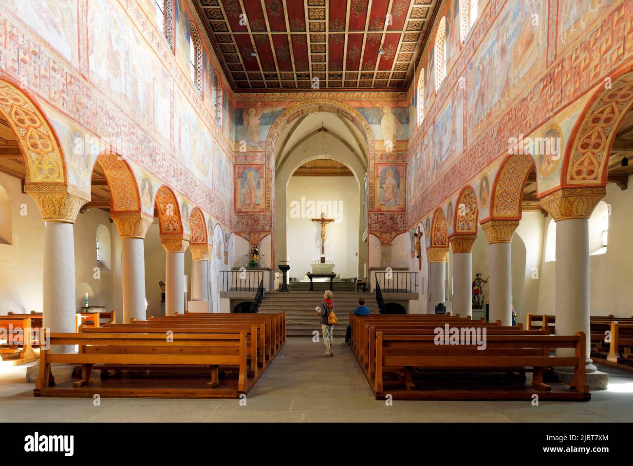 Germania, Baden Wurttemberg, Lago di Costanza (Bodensee), Isola monastica di Reichenau, Patrimonio dell'Umanità dell'UNESCO, Reichenau Oberzell, Chiesa di San Giorgio Foto Stock