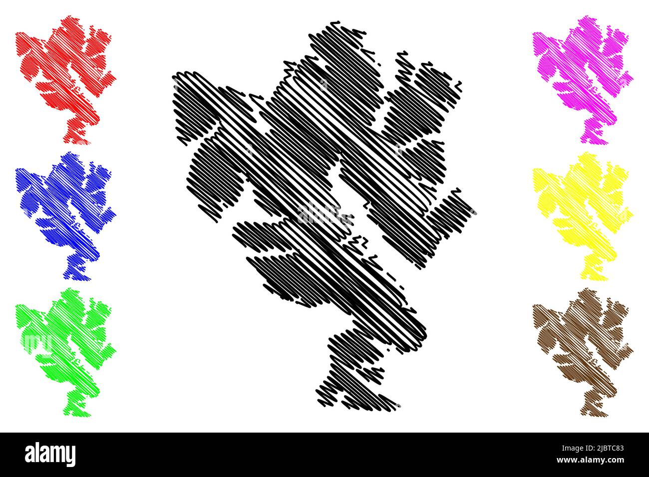 Isola di Clarence (Repubblica del Cile, America del Sud e dell'America Latina, Arcipelago di Tierra del Fuego) illustrazione vettoriale, schizza mappa Isla Clarence Illustrazione Vettoriale