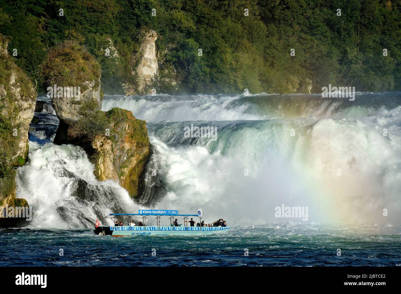 Svizzera, Schaffhausen Kanton, Neuhausen, Cascate del Reno (Rheinfall) Foto Stock