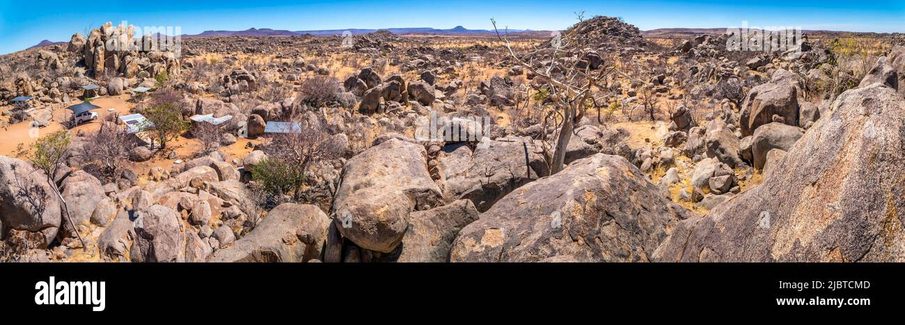 Namibia, regione di Kunene, Damaraland, Palmwag, Grootberg, Campo di Hoada, vista panoramica Foto Stock