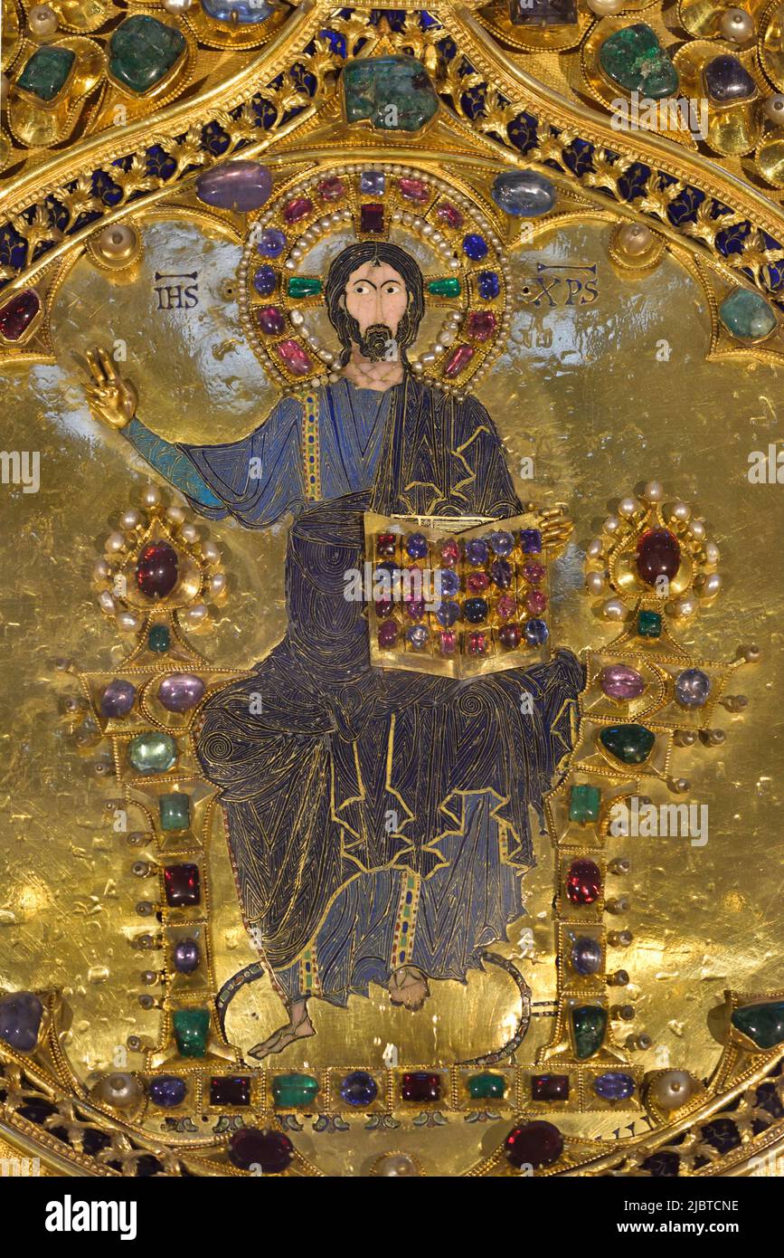 Italia, Veneto, Venezia, patrimonio mondiale dell'UNESCO, Basilica di San Marco, pala d'Oro, Cristo in gloria Foto Stock
