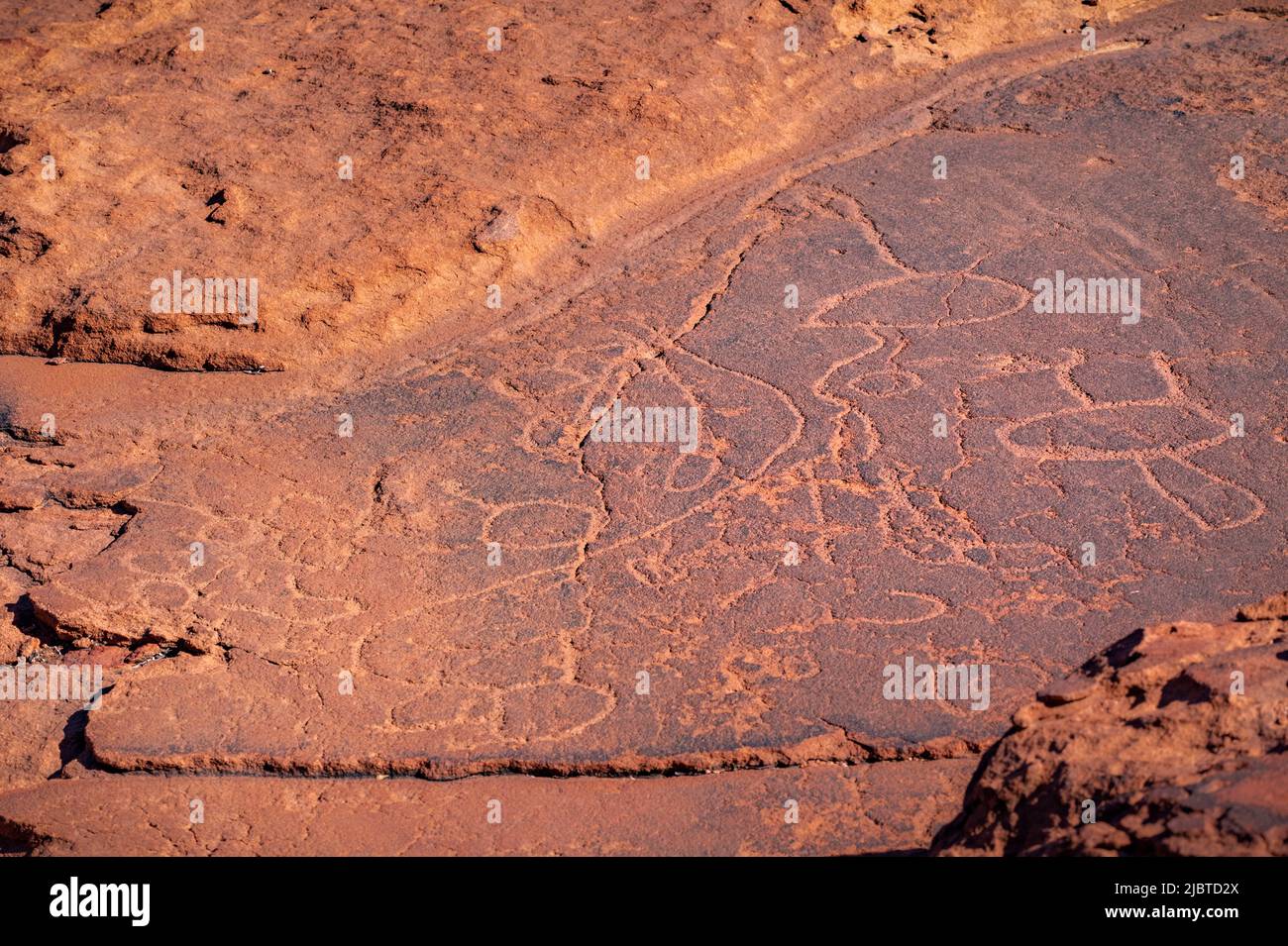 Namibia, regione di Kunene, Damaraland, Khorixas, Twyfelfontein, Sito di circa 3.000 petroglifi risalenti all'età della pietra, patrimonio mondiale dell'UNESCO, il sito è stato abitato per almeno 6.000 anni prima da cacciatori-raccoglitori e più tardi da pastori, il Khoikhoi o San, è una delle più grandi concentrazioni di arte rupestre in Africa Foto Stock
