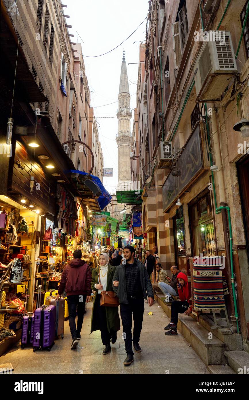 Egitto, Cairo, Cairo islamico, città vecchia dichiarata Patrimonio dell'Umanità dall'UNESCO, Khan al-Khalili souk Foto Stock