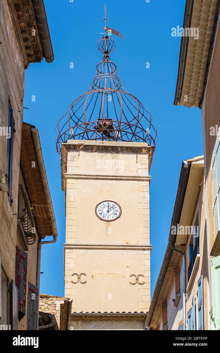 Francia, Alpi dell'alta Provenza, Parco Naturale Regionale del Luberon, Manosque, campanile di Soubeyran gate Foto Stock