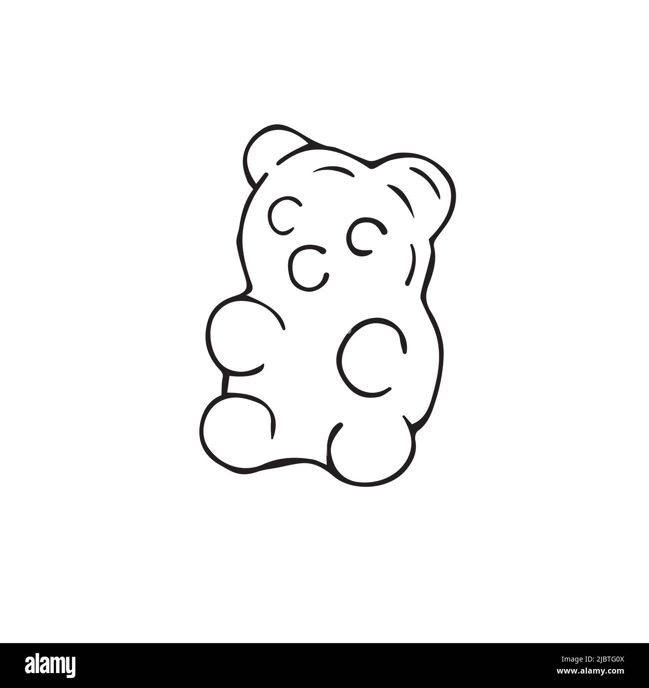 Vettore disegnata a mano Doodle schizzo gommoso orso isolato su sfondo bianco Illustrazione Vettoriale