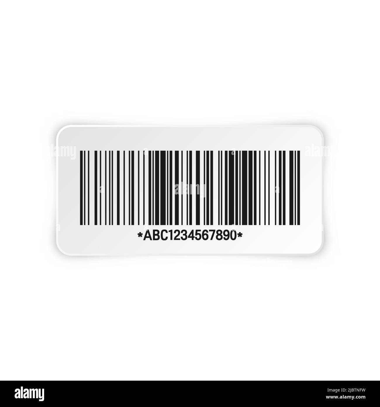 Adesivo con codice a barre realistico. Codice di tracciamento dell'identificazione. Numero di serie, ID prodotto con informazioni digitali. Etichette di scansione per negozi o supermercati, prezzo Illustrazione Vettoriale
