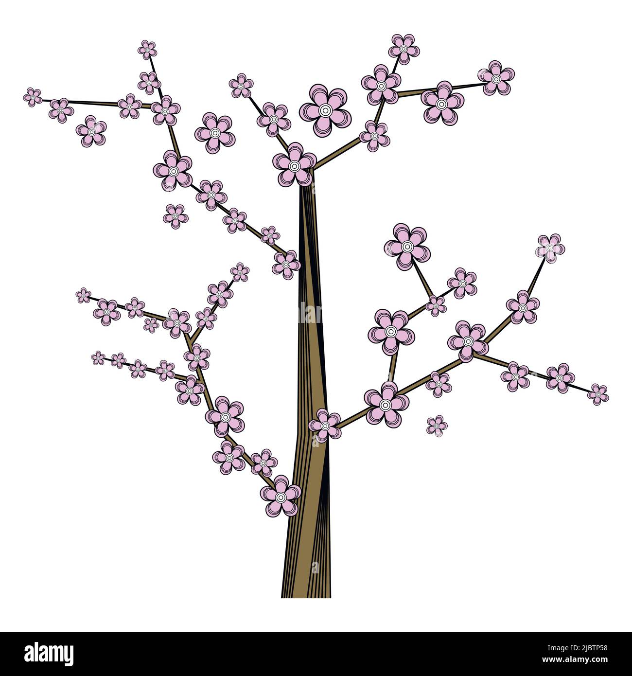 Illustrazione vettoriale del profilo Sakura. Sfondo della natura. Illustrazione Vettoriale