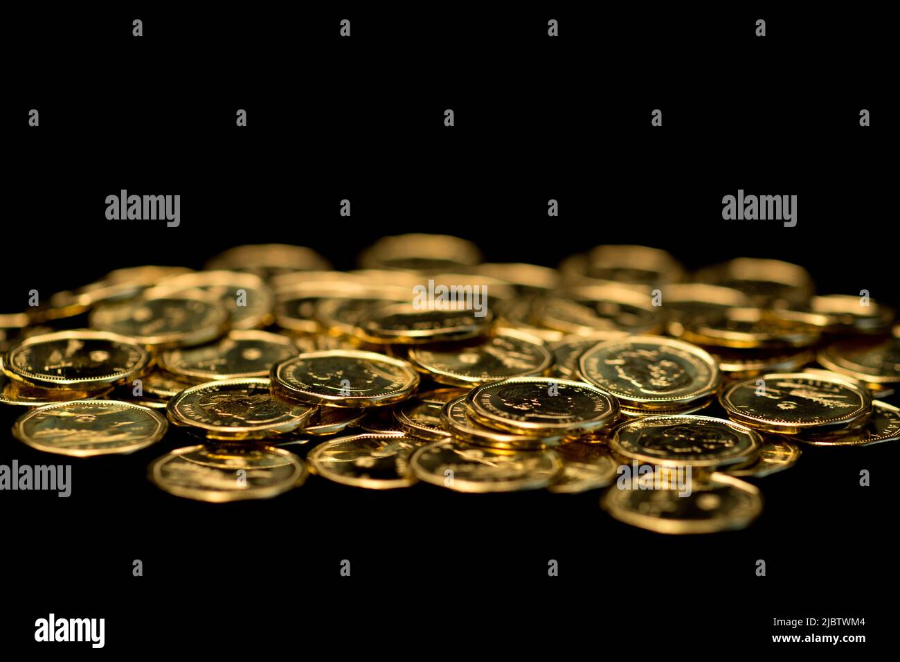 Monete canadesi da un dollaro Loonie Cash Foto Stock