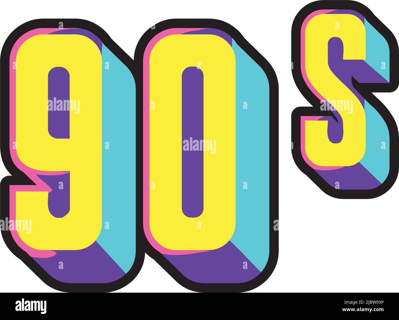 90s carattere numerico Illustrazione Vettoriale