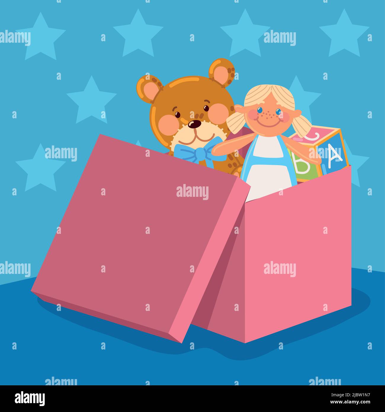 scatola giocattoli per bambini Illustrazione Vettoriale