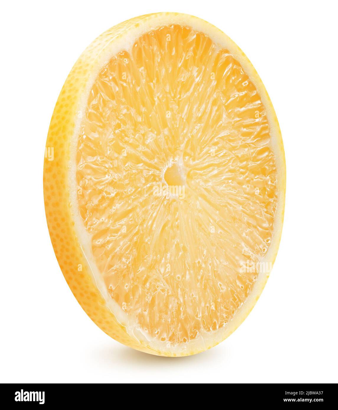 fetta di limone isolata su sfondo bianco con percorso di ritaglio. Foto Stock