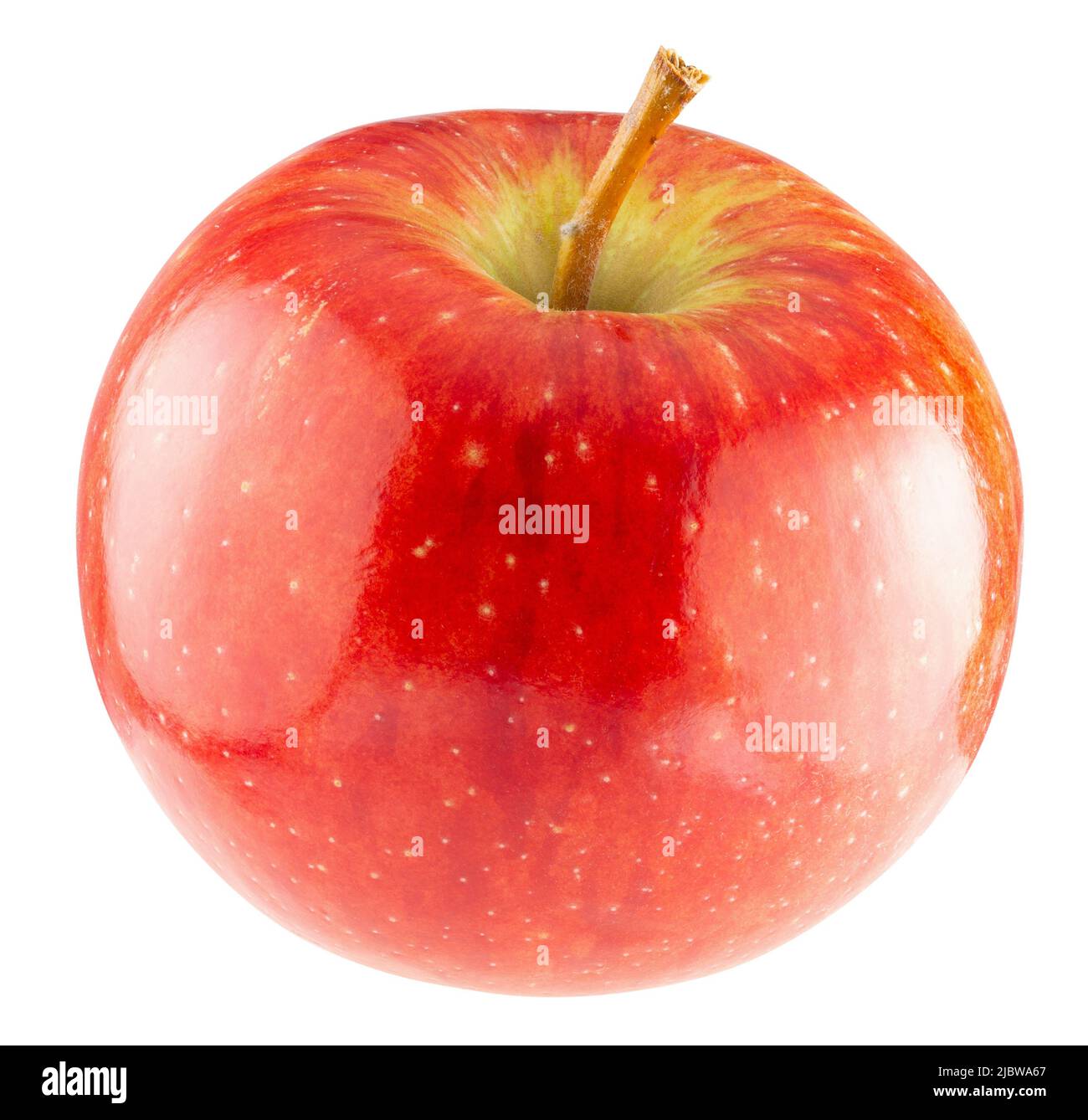 mela rossa con percorso di taglio isolato su sfondo bianco. Foto Stock