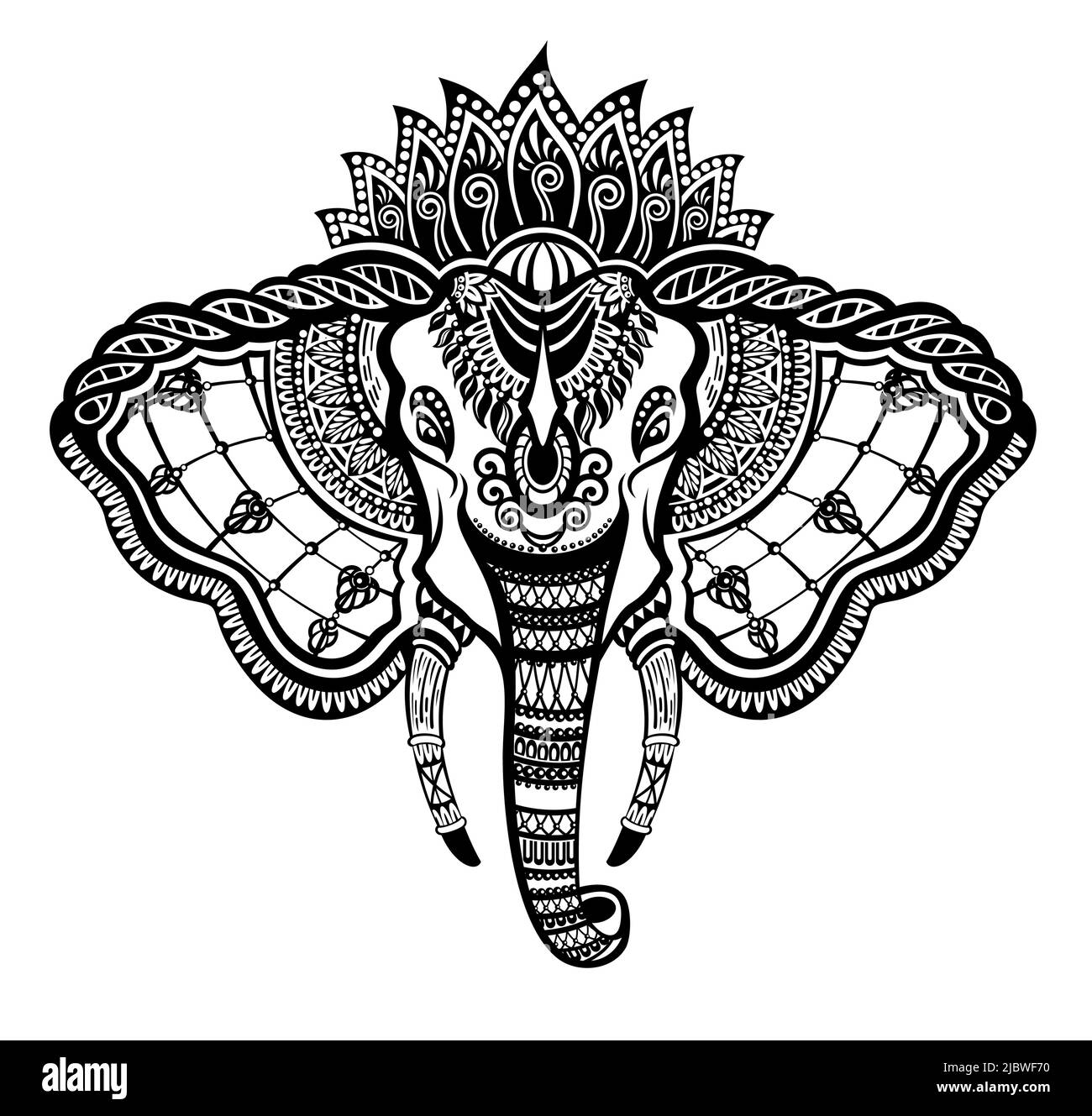 Disegno decorativo dell'illustrazione dell'elefante. Vettore di elefante in stile decorativo. Illustrazione vettoriale Illustrazione Vettoriale