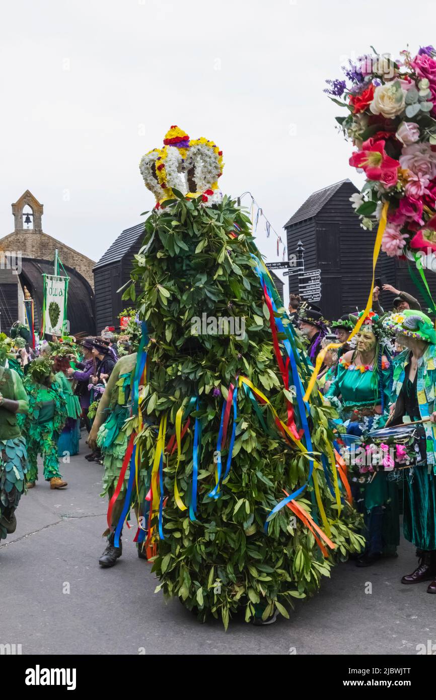 Inghilterra, East Sussex, Hastings, l'annuale Jack in the Green Festival, Jack in the Green Parade Foto Stock