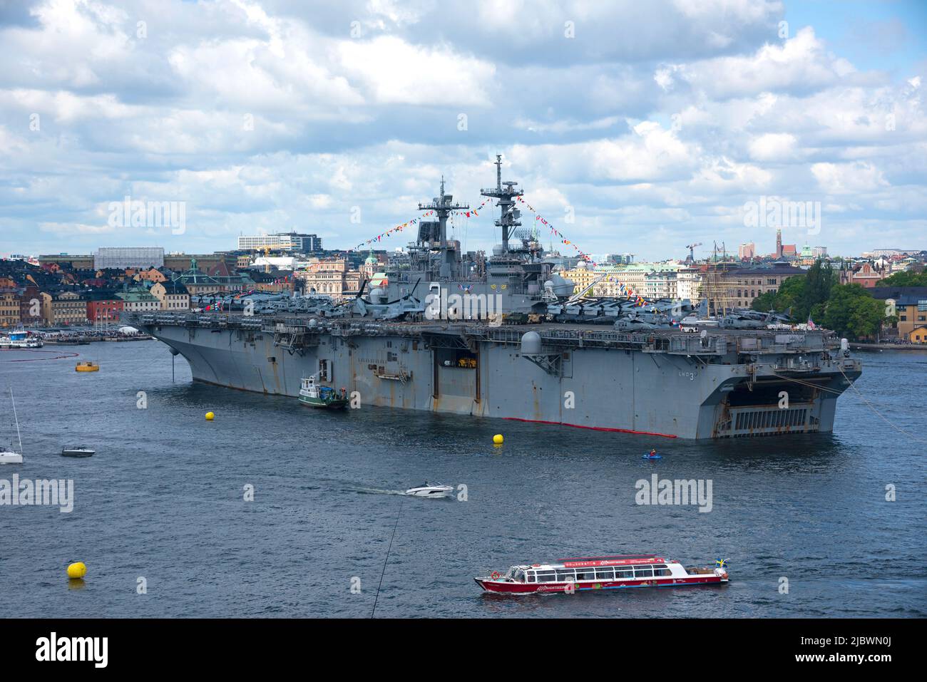 Nave da guerra americana U.S.S. Kearsarge ancorato nel porto di Stoccolma Svezia Foto Stock