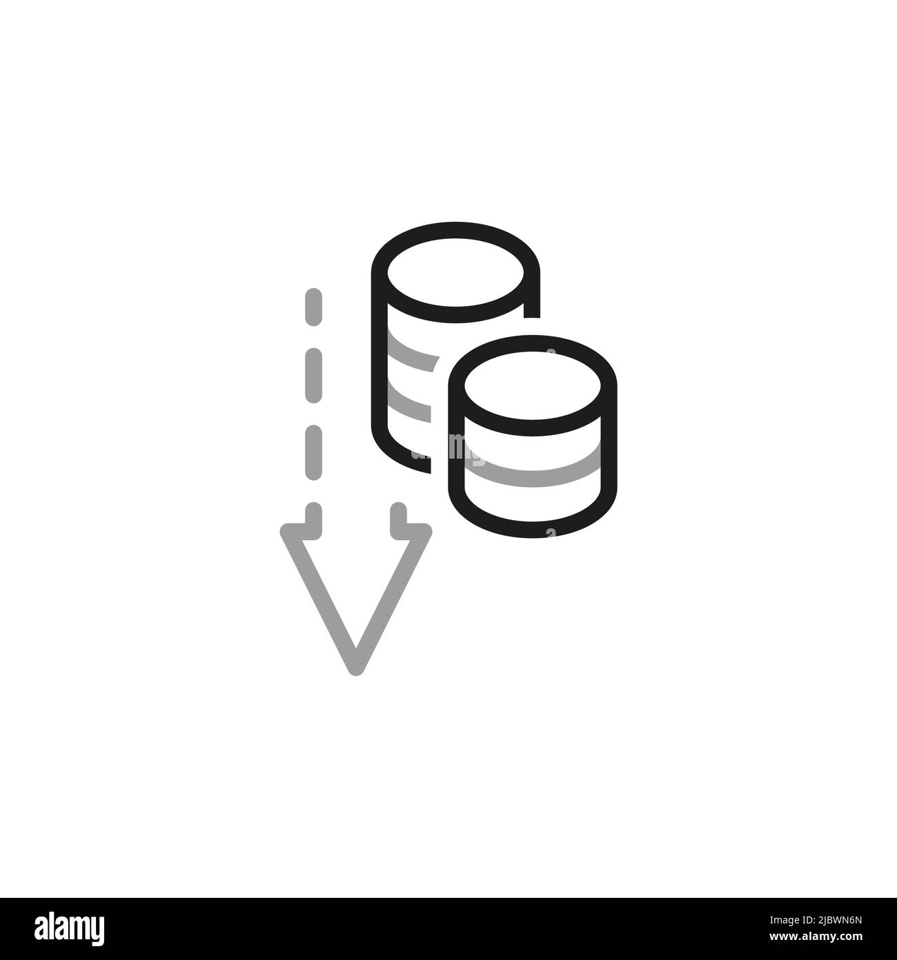 Icone vettoriali relative a Simple of Money Movement. Icona di riduzione del profitto e del reddito in stile lineare. Tratto vettoriale modificabile. Illustrazione Vettoriale