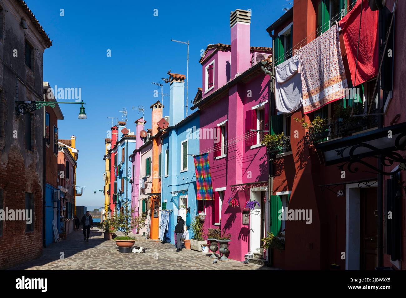 Case colorate a Burano, Venezia, Italia, Europa Foto Stock