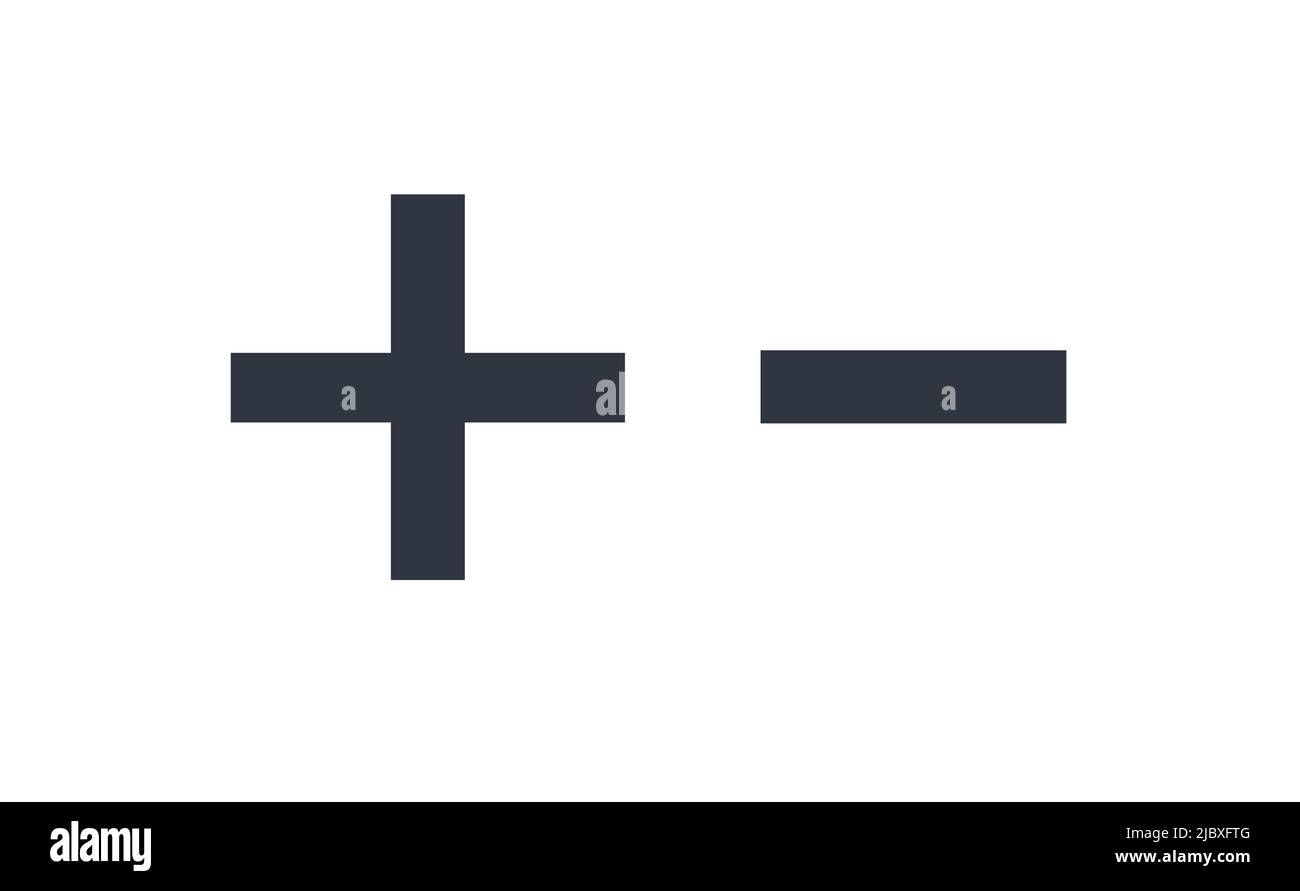 Isolato segno più e meno icona vettore. Illustrazione Vettoriale