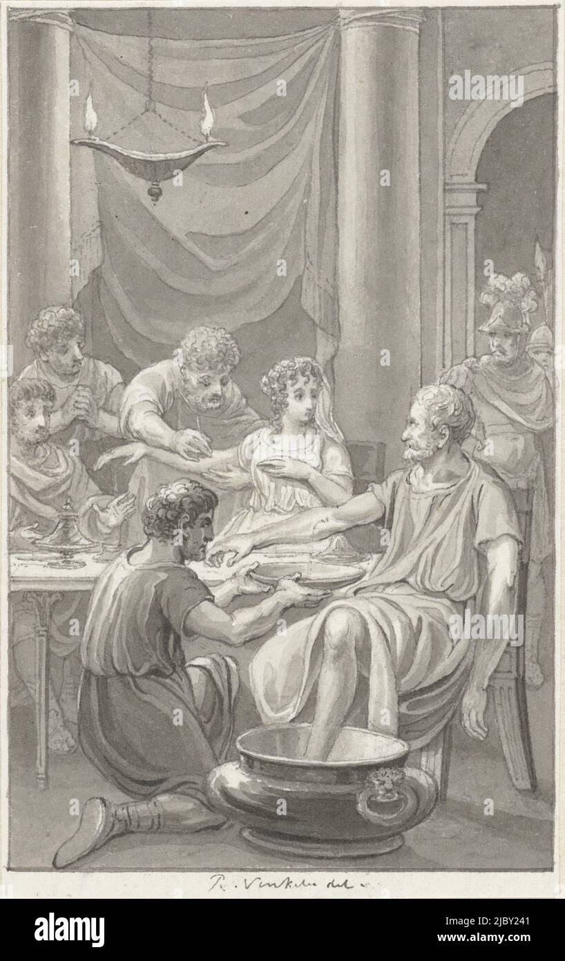 Vibius Serenus accusato falsamente da suo figlio, Reinier Vinkeles (i), 1804, relatore: Reinier Vinkeles (i), 1804, carta, penna, pennello, a 135 mm x l 85 mm Foto Stock