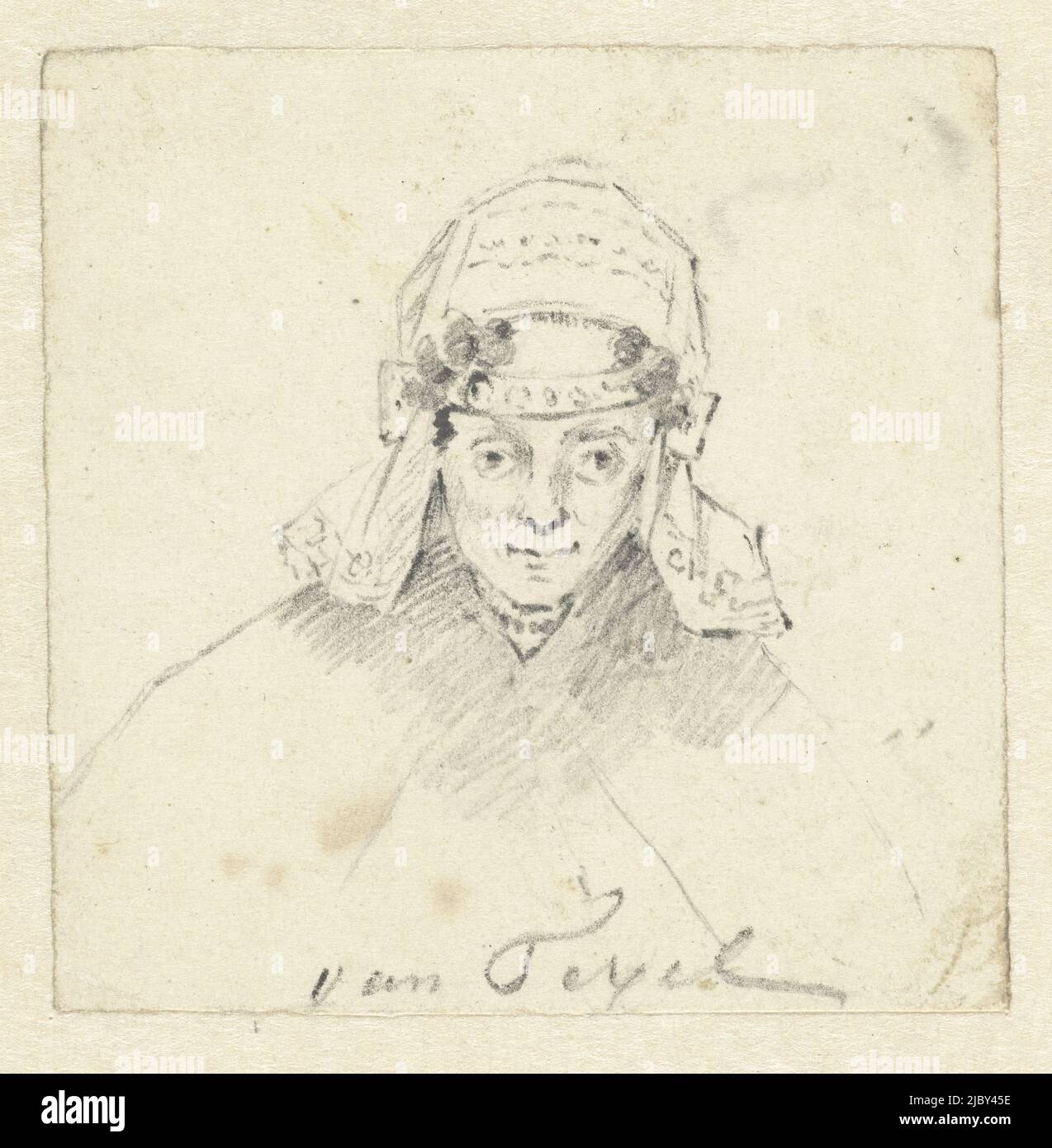 Texel donna, Jacob Perkois, 1766 - 1804, disegnatrice: Jacob Perkois, 1766 - 1804, carta, h 82 mm x l 81 mm Foto Stock