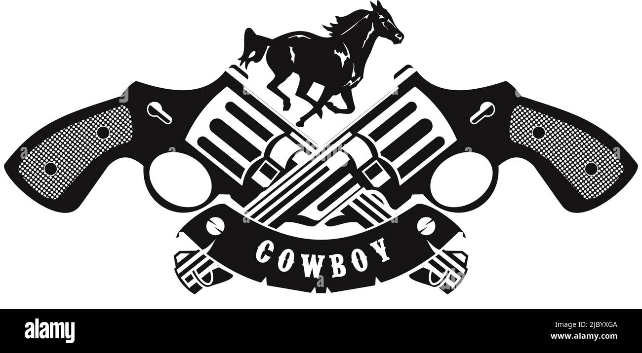 Modello vettoriale di ispirazione per il logo Cowboy con sfondo isolato Illustrazione Vettoriale