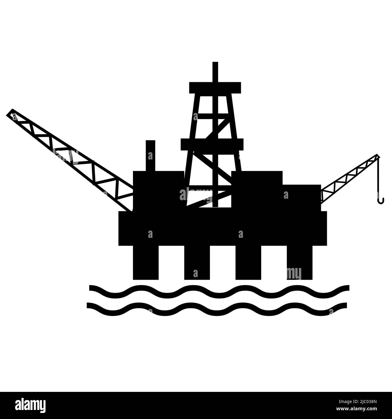 icona della piattaforma petrolifera su sfondo bianco. simbolo della piattaforma petrolifera. simbolo della piattaforma petrolifera. stile piatto. Foto Stock